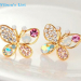Luxury Gold Crystal Pearl Butterfly Stud Earrings for Kids