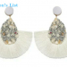 New Fashion Bohemian White Tassel Earrings with Coloured Crystals and Rhinestones 