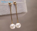 Korean Simulated Pearl Long Tassel Drop Fashion Earrings For Women 