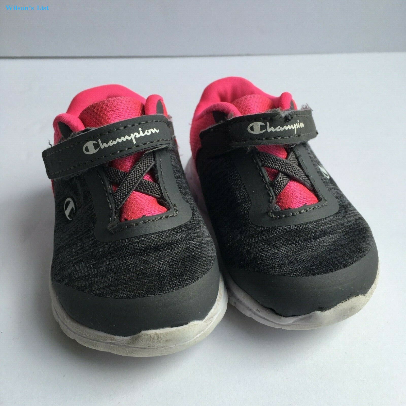 Champion Baby Toddler Girl's Pink Gray Tennis Shoes Sz 3 Hook u0026 Loop Casual