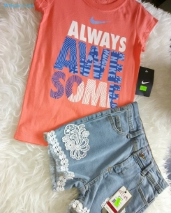 Nike-Orange blouse,dELiA's- Jean Shorts