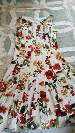 Floral Patterned White Dress