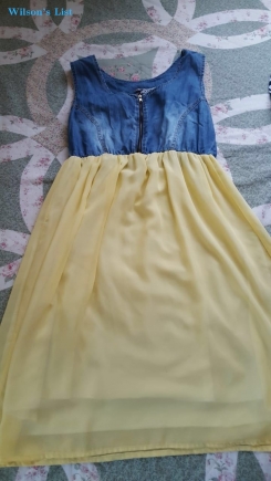 Jeans Top and Silky Bottomed Dress