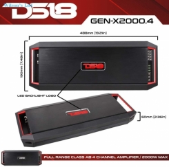 DS18 GEN-X2000.4D Full Range Bridgeable 4-Channel 2000w Peak/180w x 4 RMS @ 2 Ohm CEA Compliant 2, 4