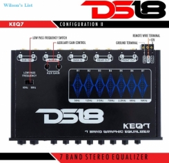 DS18 DS-KEQ7 DS18 Seven Band Pre Amplifier Equalizer with Front Aux 7 Volt RCA