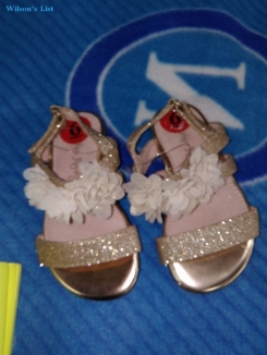 gold glitter flower sandals