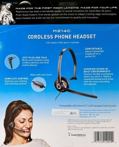 Plantronics M214C Cordless Phone Mobile Headband Headset w/ Noise Canceling NEW