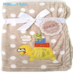 Super Soft Reversible Squeaky Baby Blanket (beige turtle)