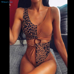 Animal print one piece bathsuit