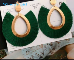 Green Fringe Tassel earrings