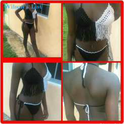 crochet 2piece fringe swimwear