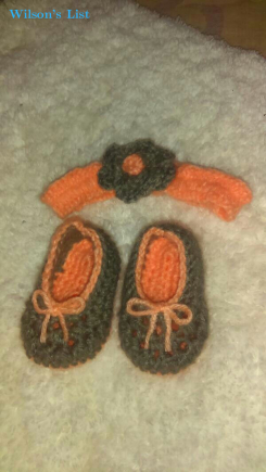 crochet baby shoes+headband