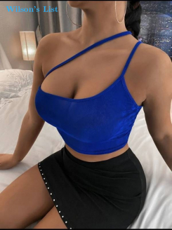 One Shoulder Solid Slim Top
