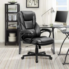 Furmax High Back PU Leather Office Chair with Lumbar Support (Black)